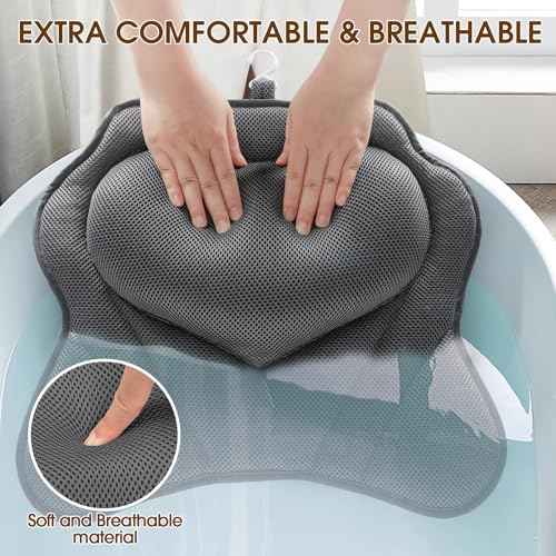 LuxStep Bath Pillow with Breathable Mesh Fabric - Bathtub Pillow for Head, Neck & Shoulder Support- 6 Non-Slip Suction Cups for Secure Fit - Fits Any Bathtub, Bath Accessories Spa Gifts