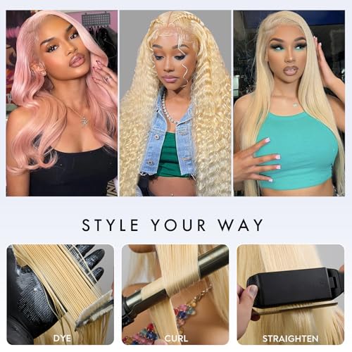 613 Bundles Human Hair 14 16 18Inch Blonde Body Wave Bundles 100% Unprocessed 16A Brazilian Virgin Hair 3 Bundles Human Hair Body Wave Hair Extensions for Women can be Dyed Bleached