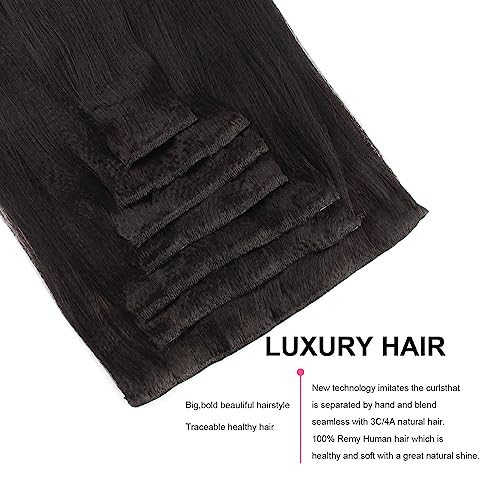 ABH AmazingBeauty Hair Yaki Straight Clip Hair Extensions Human Hair Real Remy Thick Yaki Clip in for African American Relaxed Hair 7 Pieces 120 Gram Per Set, 18 Inch