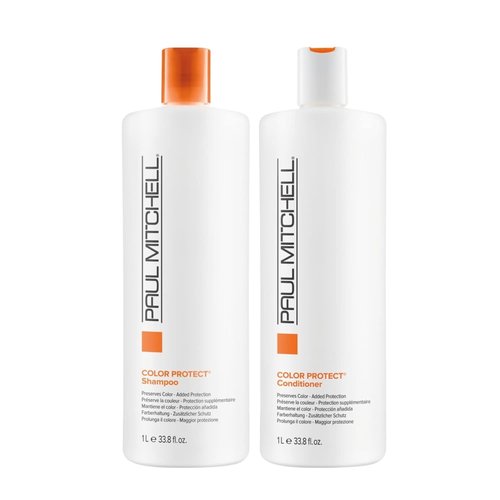 Paul Mitchell Color Protect Shampoo and Conditioner, Adds Protection, For Color-Treated Hair, 33.8 fl. oz, Set