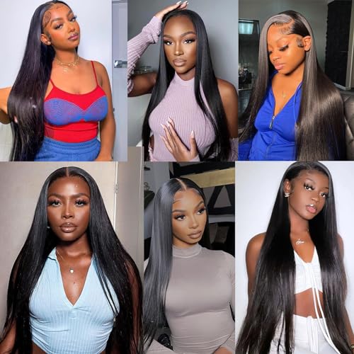 Straight Bundles Human Hair 30 inch 100% Unprocessed Brazilian Straight Hair Bundles 12A Remy Virgin Retain the Intact Cuticle, Long Lifespan