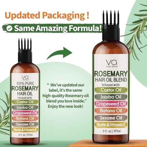 VITAL AFFAIR Blend Of Pure Rosemary Oil For Hair Growth With Castor, Batana, Jojoba Oil-Infused With Biotin & Vitamin E-Blend of Effective Hair Oils for Hair Growth-Strengthening Treatment 6 Fl Oz