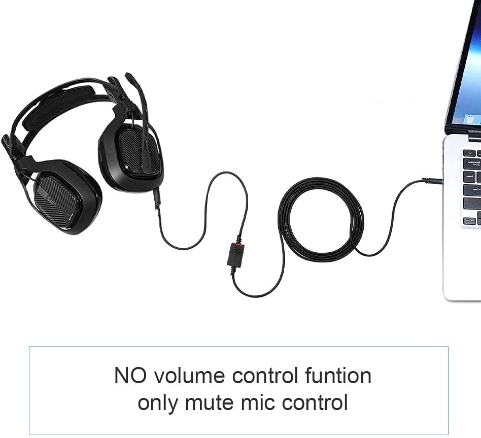2.0M Replacement Audio Cable Compatible with Astro A40 A40TR Gaming Headset, Inline Mute Wire and No Volume Control Cord (Nylone Cord)