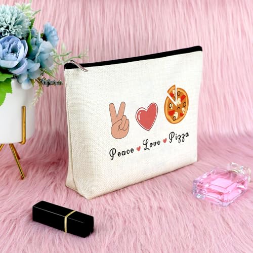 Fun Pizza Themed Cosmetic Bag - Pizza Lover Gift for Women & Foodies - Travel Toiletry Bag & Storage Pouch