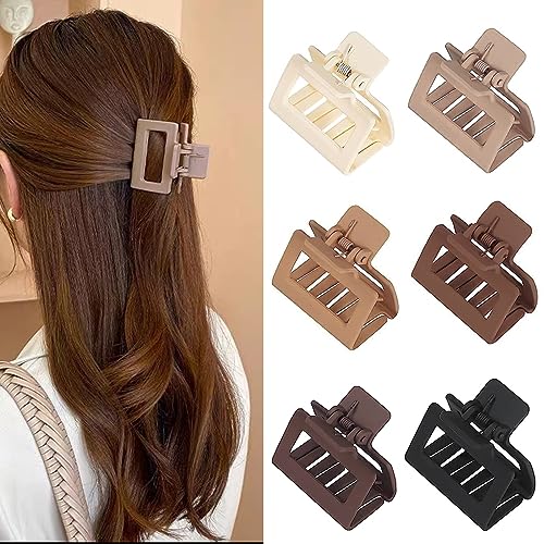 6 Pack Claw Clips Hair Clips for Women Girls Medium Rectangle 2 Inch Small Hair Clips for Thin or Medium Thick Hair