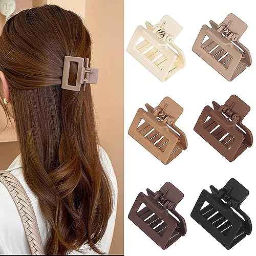 6 Pack Claw Clips Hair Clips for Women Girls Medium Rectangle 2 Inch Small Hair Clips for Thin or Medium Thick Hair