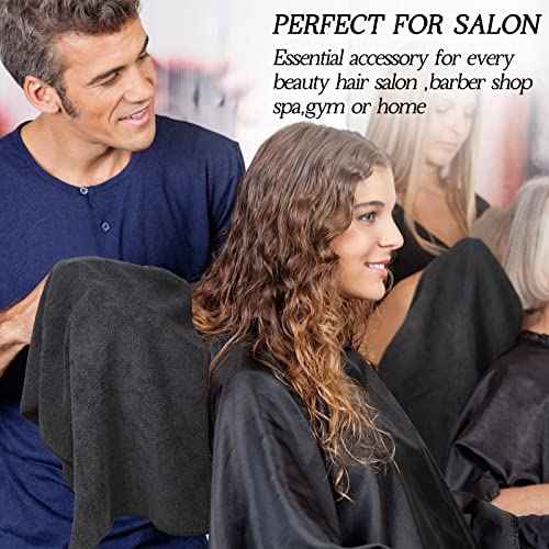 Shimeyao 40 Pack Bleach Proof Towels Microfiber Absorbent Resistant Hair Hand Towels Bulk Quick Dry for Barber Gym Bath Spa Shaving (Black,16 x 29 Inch)