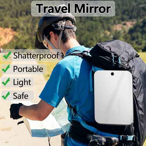 2 Pack Shower Mirror Fogless for Shaving, Larger 10.7x8 inch Plexiglass Hand Mirror for Shower, Plastic Small Wall Mirrors for Travel, Unbreakable Little Mirrors, Camping Mirro, Hanging, Espejos