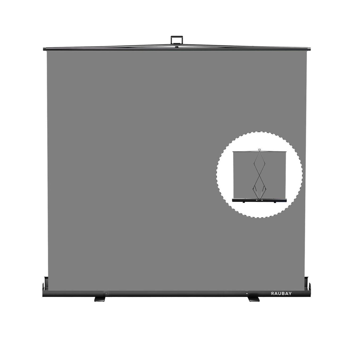 【Wider Style】 RAUBAY 78.7 x 82.7in Large Collapsible Gray Backdrop Screen Portable Retractable Panel Photo Gray Background with Stand for Video Conference, Photographic Studio, Streaming