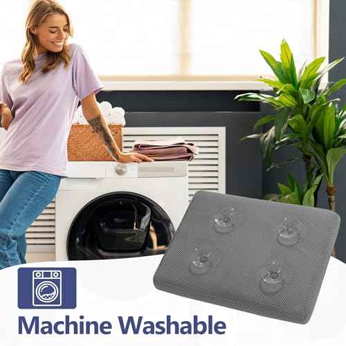 MABOZOO Bath Cushion for Tub with Powerful 4 Non-Slip Suction Cups,Quick Dry Mesh Bathtub Mat,Spa Pillow Bath Accessories for Adults Indoor Outdoor (Gray)