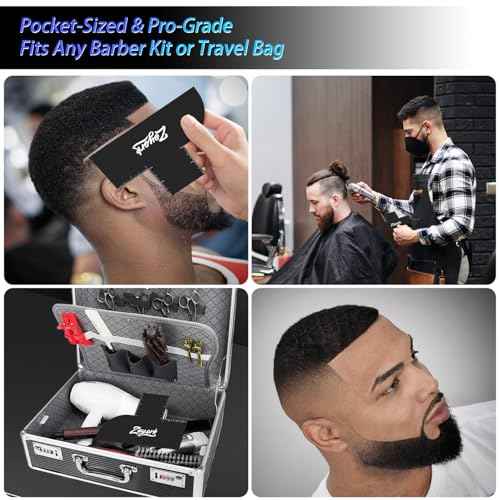 Barber Enhancement Card ? Hairline Stencil with Right Angle & Long Straight Edges ? Haircut Template with Extra Guide Lines ? Reusable Tool for Line-Ups, Fades & Edge-Ups (Black)