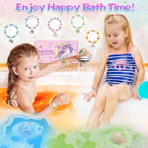 8 Pack Bubble Bath Bombs for Kids with Unicorn & Mermaid Girl Toys, Kids Bath Bombs with Surprise Inside, Easter Basket Stuffers for Toddler Girls, Ideal Christmas Birthday Easter Gifts for Kids