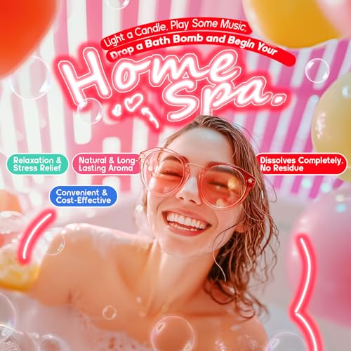 64 Pack Natural Bath Bombs Bulk Set ? 8 Scents, Organic Ingredients, Long-Lasting Bubbles, Relaxing Gifts for Women & Men, Self-Care, Birthday, Christmas & Stocking Stuffers