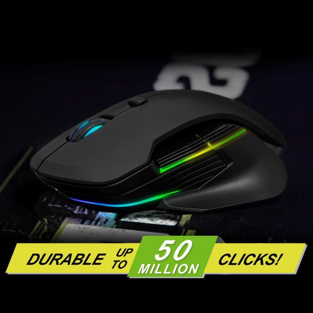 2.4G Wireless/Wired Gaming Mouse Portable Ergonomic Game Mice with USB Receiver, 16000 DPI Optical Sensor, 8 Programmable Buttons for Laptop, Notebook, PC Computer, MacBook