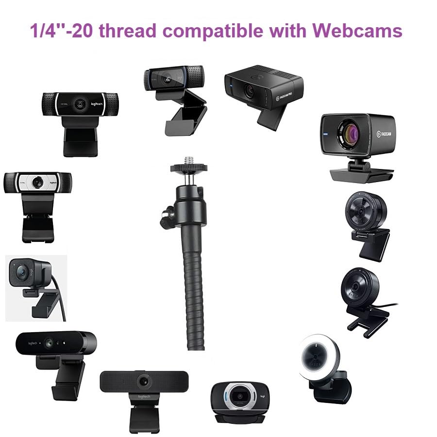 Acetaken Facecam Pro Webcam Stand, 24-Inch Clamp Mount Holder with Headphone Hook Compatible with Elgato Facecam, Facecam pro Webcams - 1/4''-20 Interface (max Load 0.5kg/1.1 lbs), Black