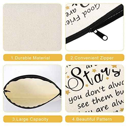 18 Pieces Friendship Gifts for Women Good Friends Are Like Stars Cosmetic Bags Birthday Christmas Gifts for Friends Roommate, BFF, Female, Lady, Travel Toiletry Organizer Makeup Pouch with Zipper