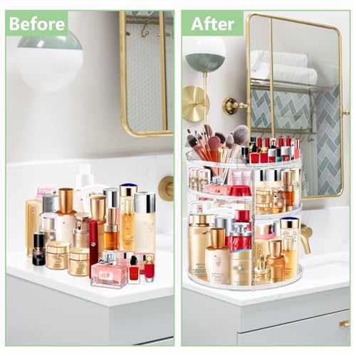 360 Acrylic Rotation Makeup Organizer, Large Capacity, Easy Access, Sturdy, Multi-functional, Great Gift Idea