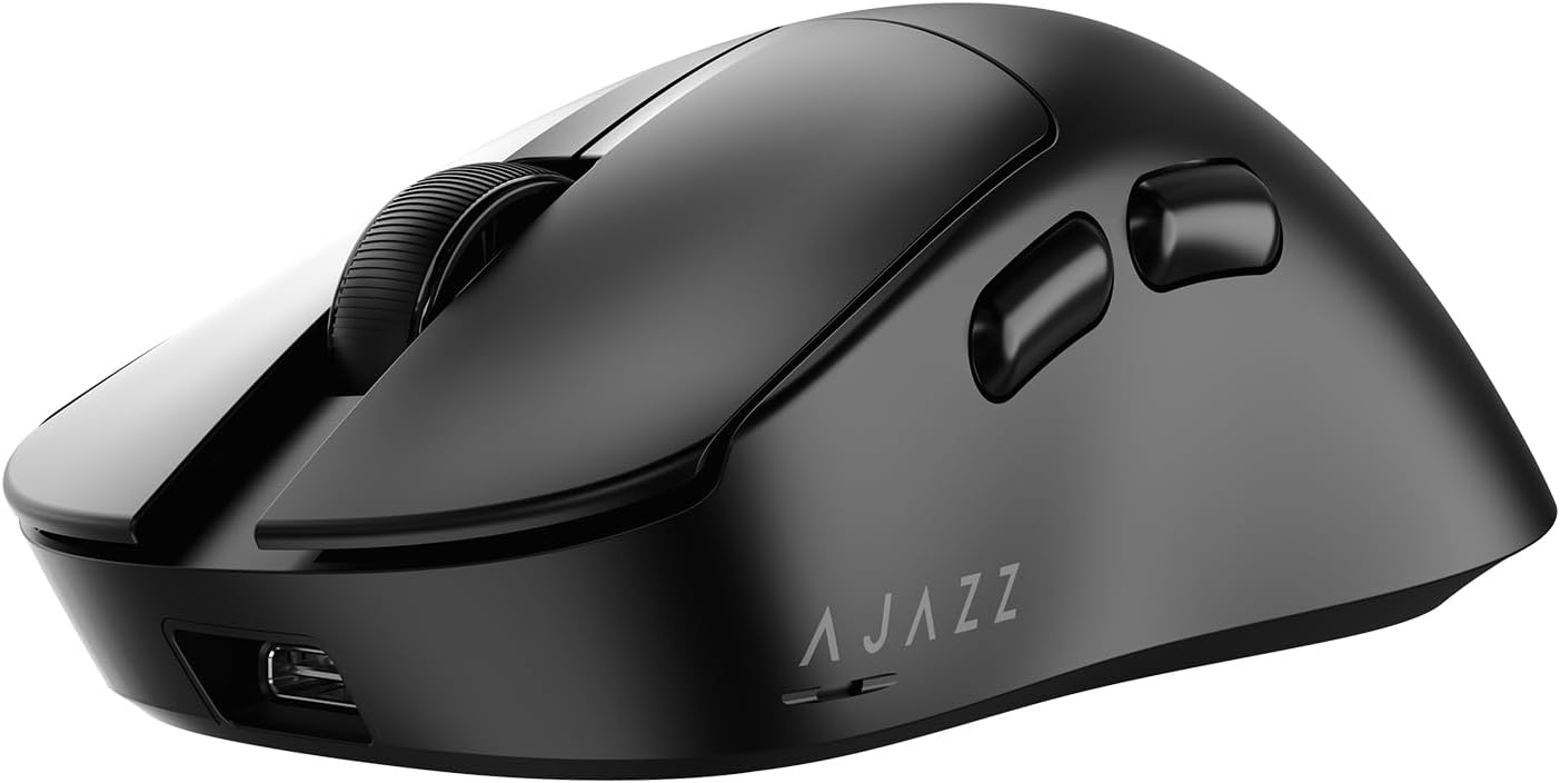 AJ159P MC Triple Mode (2.4G/Wired/Bluetooth 5.2) Gaming Mouse, 12000 DPI, 56g Ultra-Light, Magnetic RGB Charging Dock, Programmable 6 Buttons, Ergonomic Design for Computer Laptop PC, Black