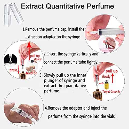 MUB 10ml Perfume Refill Pump Tools, Perfume Decanter Kit Dispenser with Adapter Tools for Perfumes Transfer, Plastic Perfume Extractor Syringe Refill Tool for Cologne, with 2 Syringes and 4 Adapters