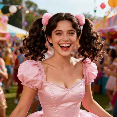 2 PCS Pink Pom Pom Hair Tie Fuzzy Furry Faux Rabbit Fur Scrunchies for Girls Women Hair Accessories