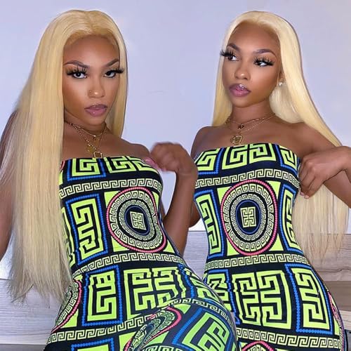QTHAIR #613 Blonde Hair Straight Human Hair Bundles (10" 12" 14",300g)16A Grade 100% Brazilian Color #613 Platinum Blonde Straight Brazilian Virgin Human Hair 3 Bundles