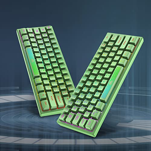 60% Gaming Keyboard and Mouse Combo Samll Mini RGB Backlight Mechanical Feeling and Mechanical RGB 6400 DPI Honeycomb Optical Mouse,Gaming Mouse pad for Gamers and Typists (Green)
