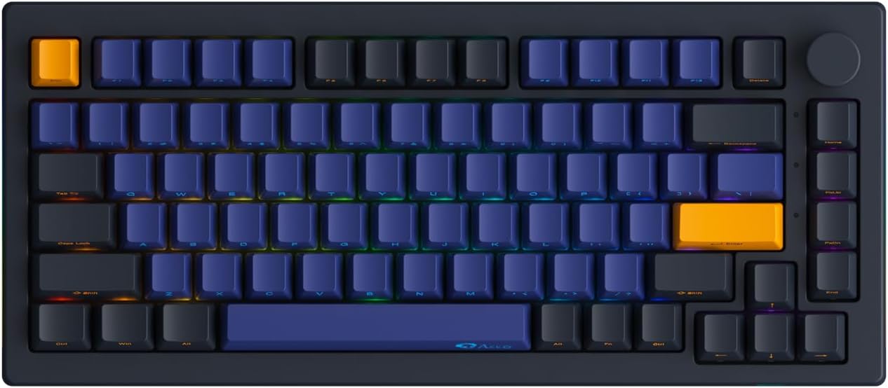 Akko 5075B Plus Mechanical Keyboard 75% Percent RGB Hot-swappable Creamy Keyboard with Knob, Black & Silver Theme with PBT Double Shot ASA Profile Keycaps V3 Creamy Yellow Pro Switch