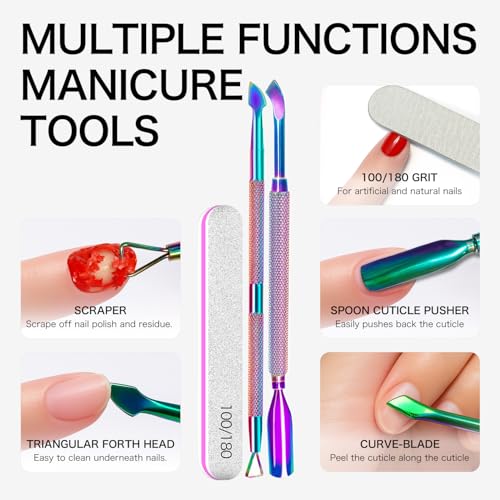 Gel Nail Polish Remover with Tools, 15ml (0.5 fl oz) - Acetone-Free, Quick Removal in 2-5 min, No Foil Soaking Needed, Safe for Natural Nails£¬Home DIY Use