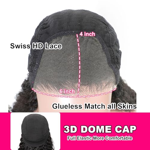 ISEE Wear and Go Glueless Wigs Human Hair Pre Plucked Deep Wave Bob Wig Human Hair Lace Front Wigs for Women Upgraded No Glue Pre Cut 6x4 Lace Closure Glueless Wigs for Black Women Human Hair 14 Inch