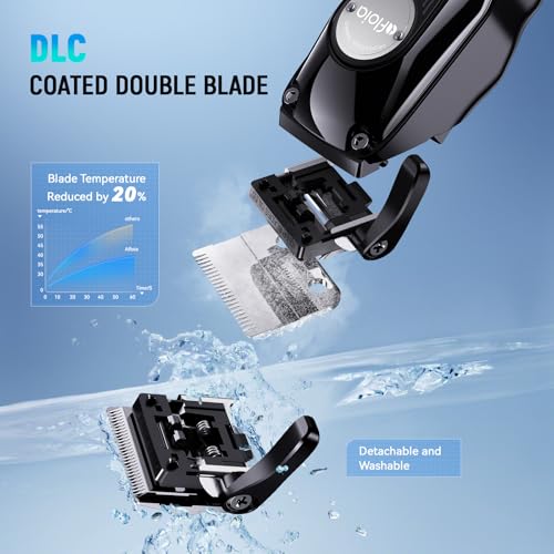 Professional Hair Clippers Trimmer for Men - Cordless Barber Clippers Set with High Torque Brushless Motor & DLC Coated Detachable Blade& Charging Stand, Premium Gifts for Men