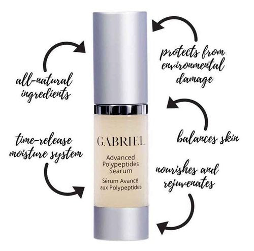 Advanced Polypeptides Searum by Gabriel Cosmetics | All Natural Ingredients to Protect, Nourish, Rejuvenate Skin, 0.5 oz