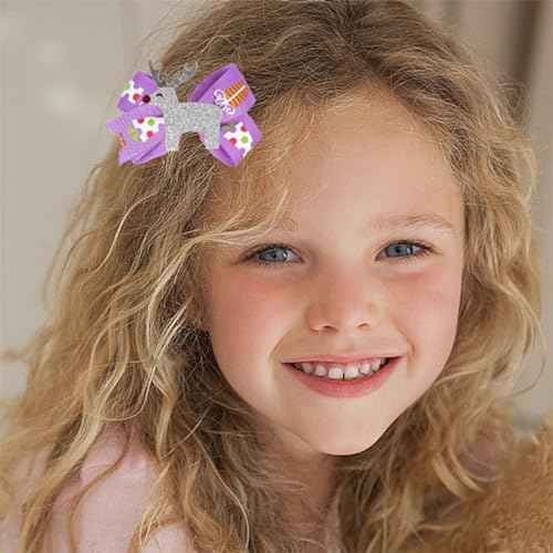 8Pcs Christmas Bow Clips Christmas Sequins Alligator Clips Hair Clips Bows Hair Barrettes, Include Santa, Christmas Tree and Cap, Hair Accessories for Girls Women