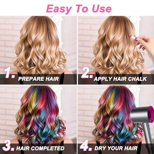 Girls Gifts Hair Chalk £¬10 Color Temporary Kit Low stimulation Washable Hair Dye Colourful Pens.for Makeup Toy Gift for Kids Ages 6-13 Years Old£¬Birthday Gifts Halloween Christmas & Festival Party
