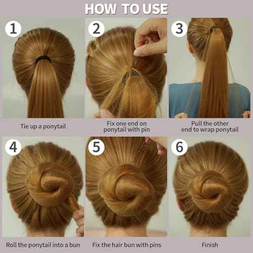 Fandamei Hair Bun Maker Set- 7 PCS Hair Donuts for Buns (1 Extra-large,2 Large,2 Medium and 2 Small), 10 Invisible Hair Nets for Buns, 20 PCS Bobby Pins, 5 PCS Hair Elastic Ties Black,Bun Maker