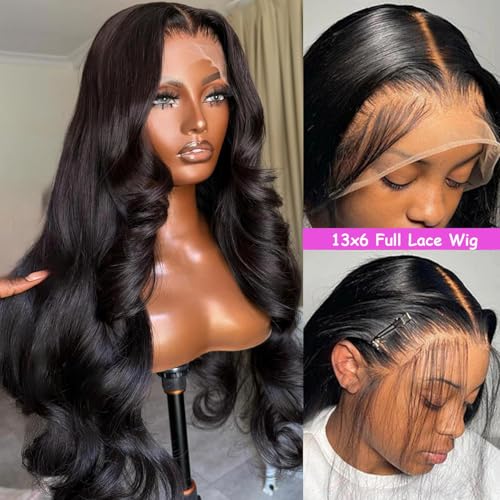 13x6 Lace Front Wigs Human Hair 180% Density Body Wave Transparent HD Lace Frontal Glueless Wigs Human Hair Pre Plucked Wigs With Baby Hair for Women 26 inch