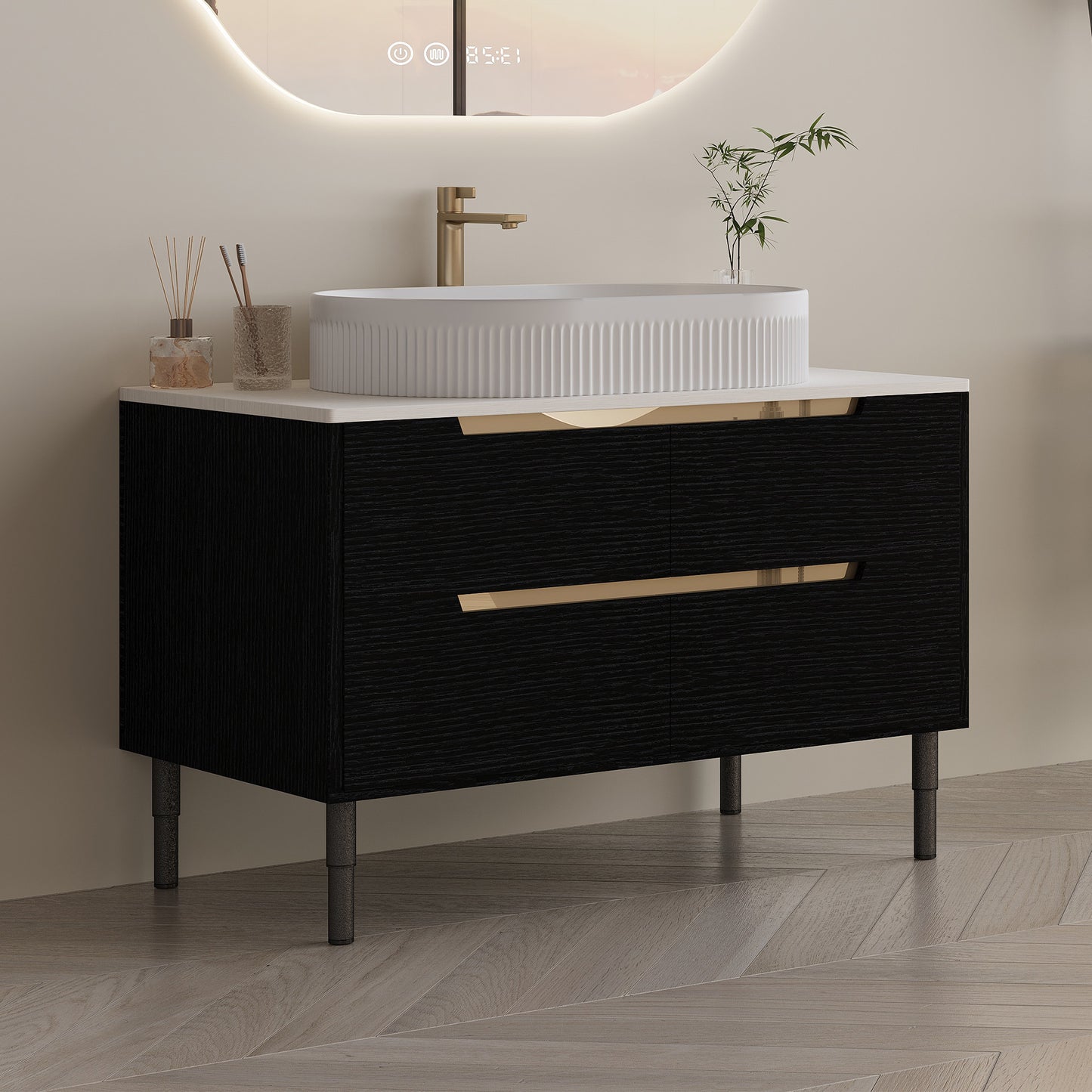 36 Inch Bathroom Vanity with Integrated Ceramic Sink & Soft-Close Drawers