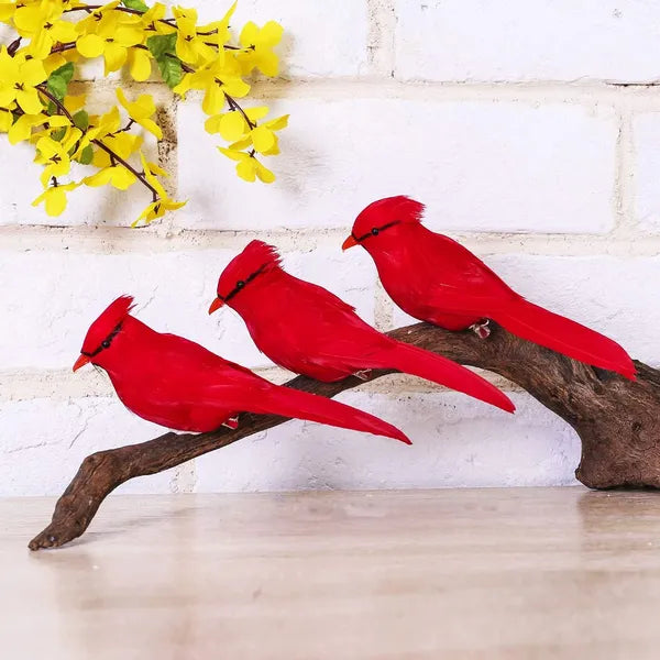 12 Pcs Red Cardinal Birds Clips for Christmas Tree Decor