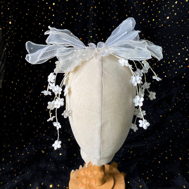 Flower Petal Hair Clip Headband - White