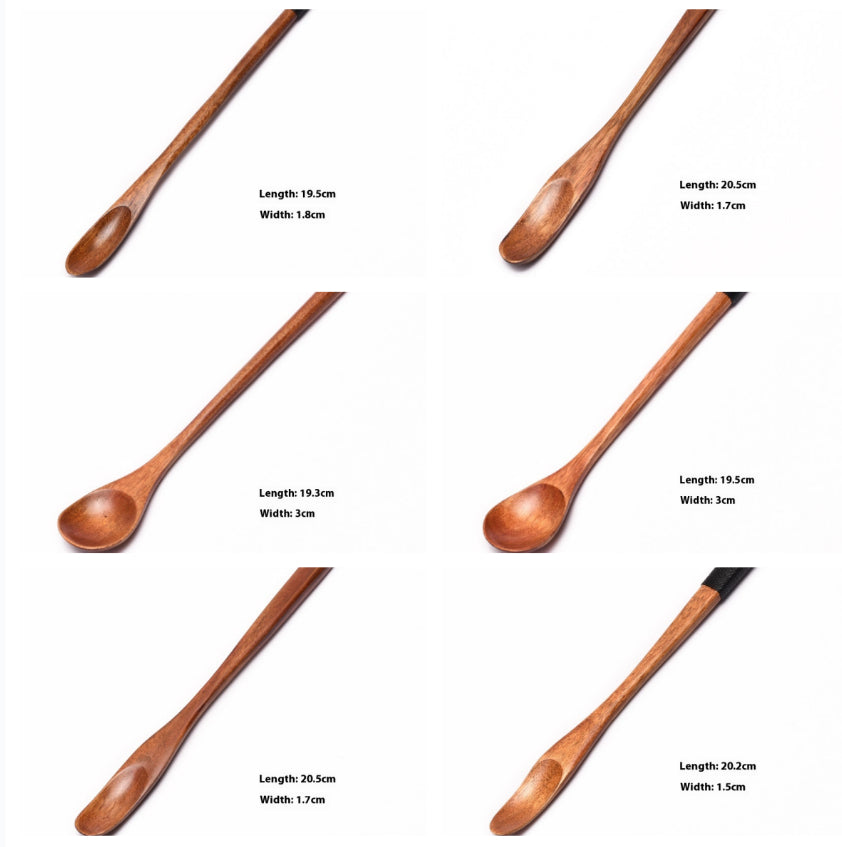 Wooden Coffee Spoon Set - Small 23cm Handles for Tea, Muddler & Stirring