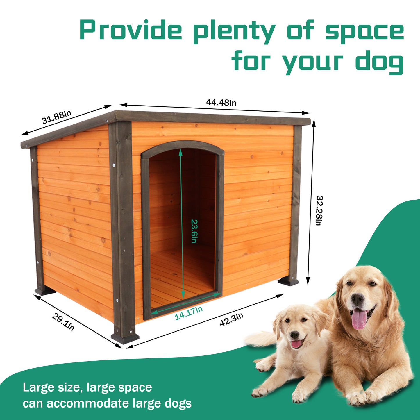 45 Dog House Outdoor And Indoor Wooden Kennel, Winter Strap With