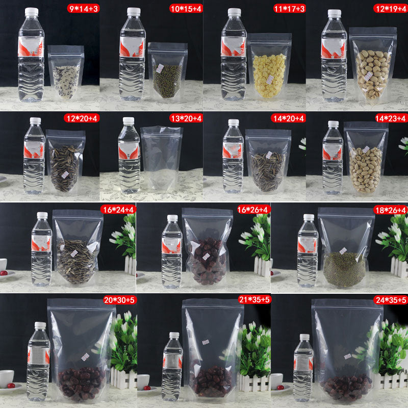 Transparent Stand-Up Food Storage Bag - Thick Plastic Snack Bag