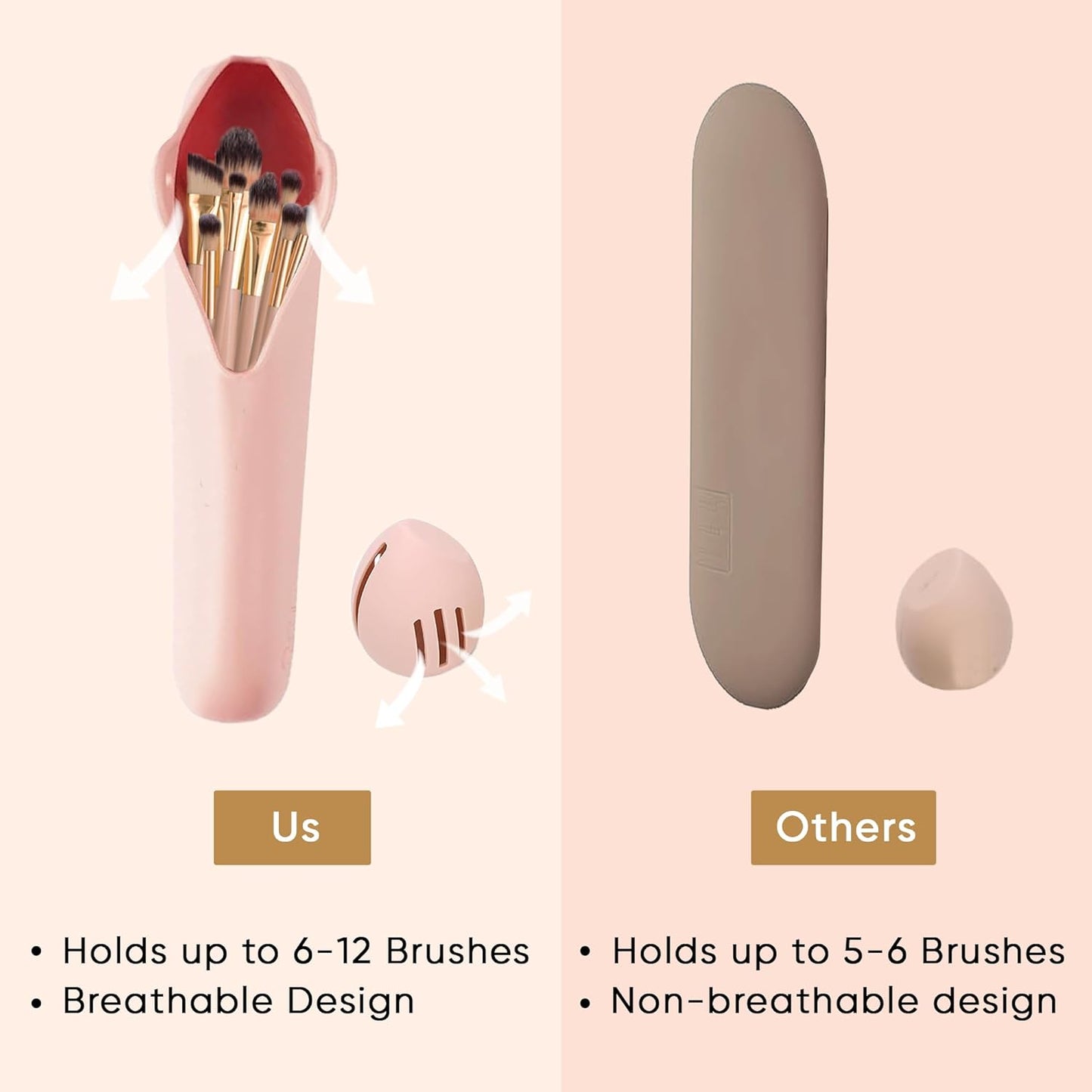 Travel Makeup Brush Holder, Beauty Blender Holder ,Silicone Make Up