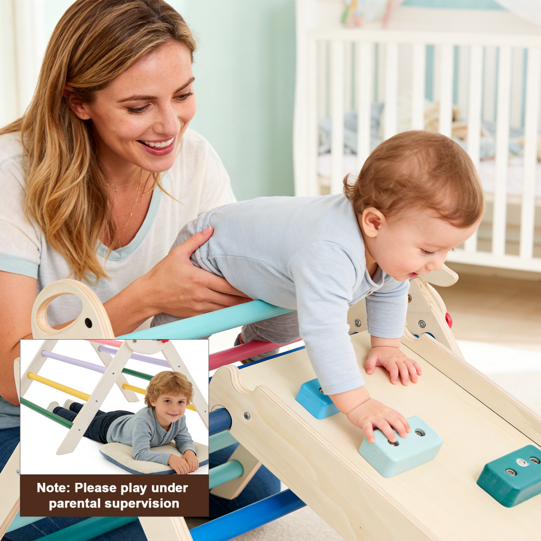 9-in-1 Wooden Indoor Climbing Set - Foldable Toddler Play Gym
