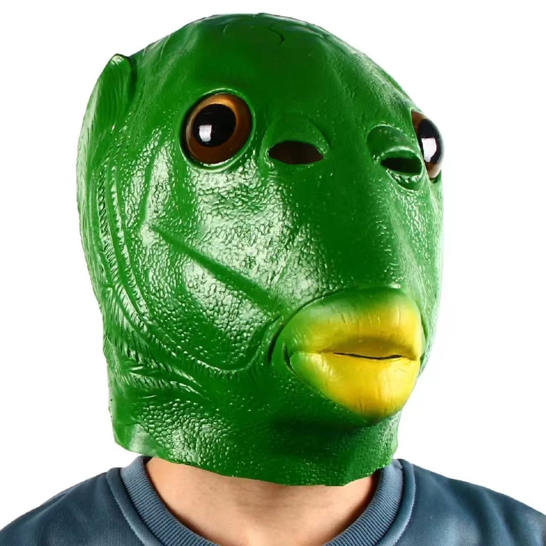 Funny Green Fish Latex Mask - Unique Costume Mask for Parties & Events