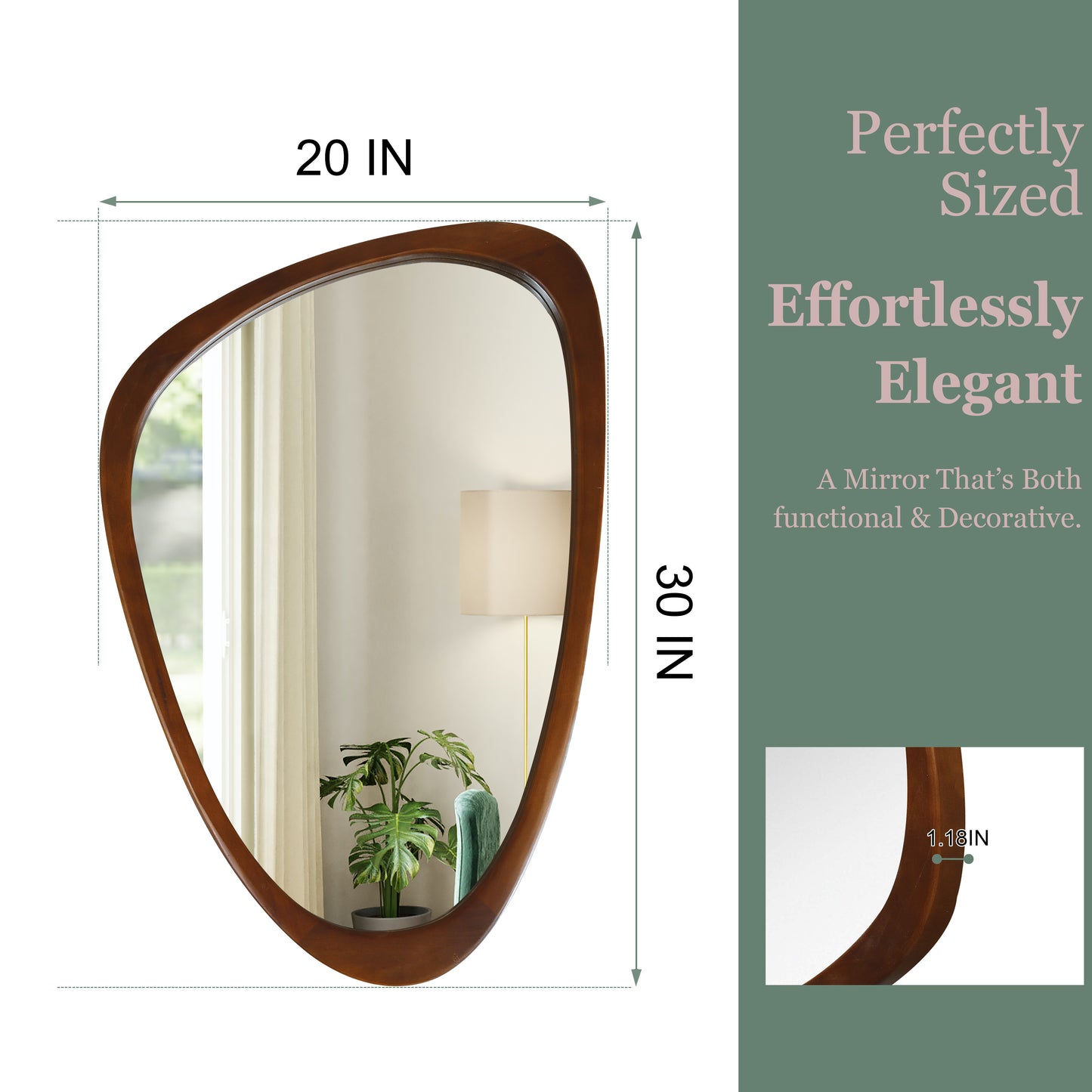 20x30 Irregular Solid Wood Frame Decorative Mirror - Black Walnut