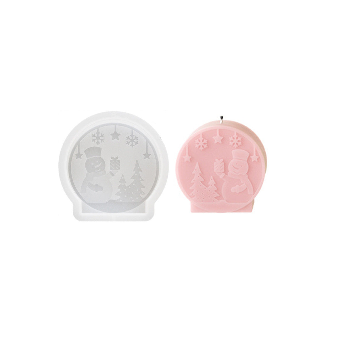 Round Snowman Candle Mold Silicone for Candle Making & Decorations