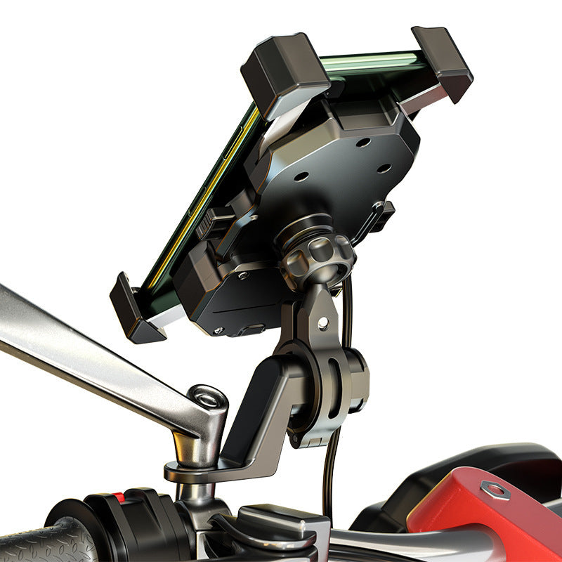 Wireless Motorcycle Navigation Mount with Line Charger and Bracket
