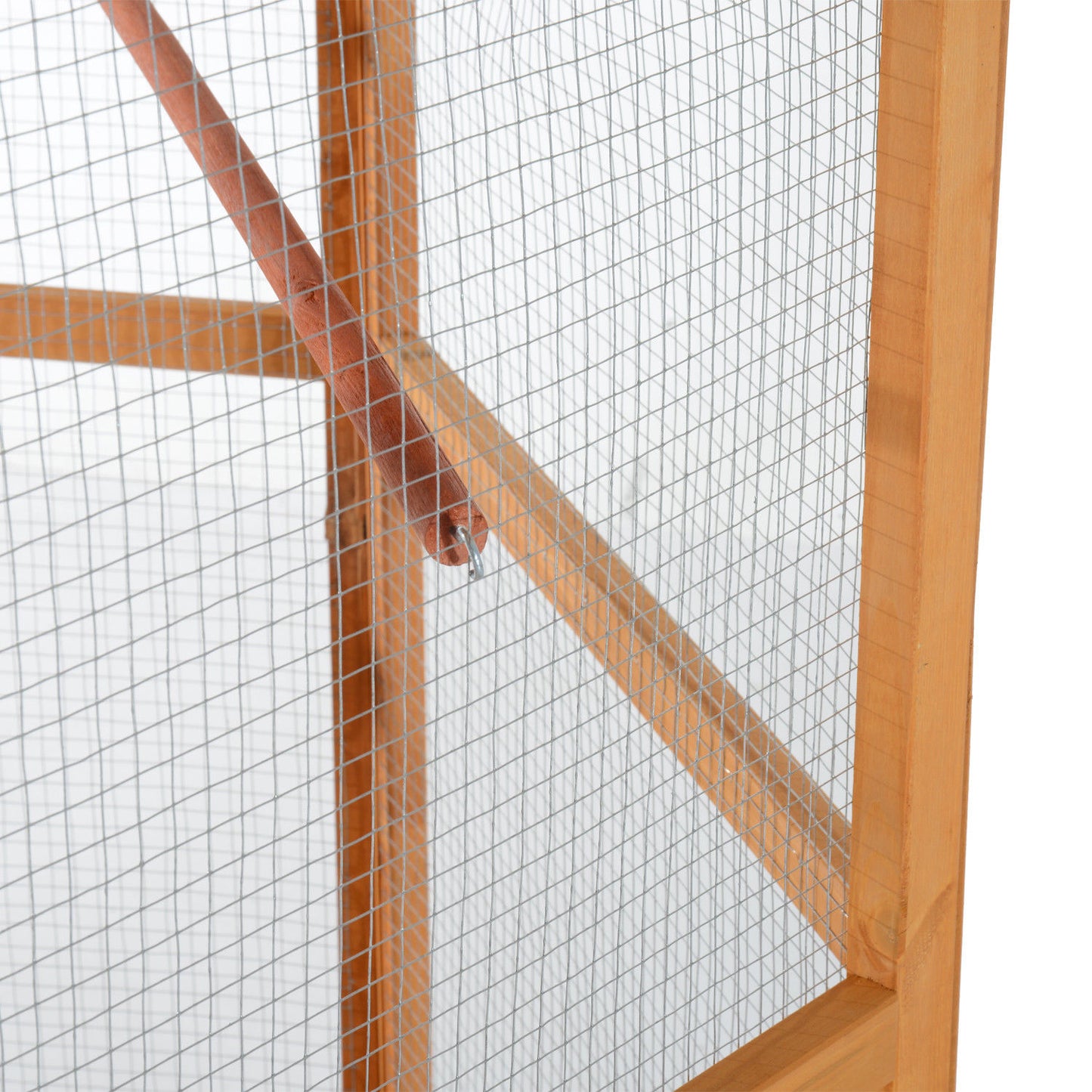 69-Inch Wooden Hexagonal Outdoor Bird Cage with Cover Roof Brown
