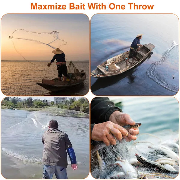 Heavy Duty Fishing Cast Net - 6FT Monofilament with Sinkers