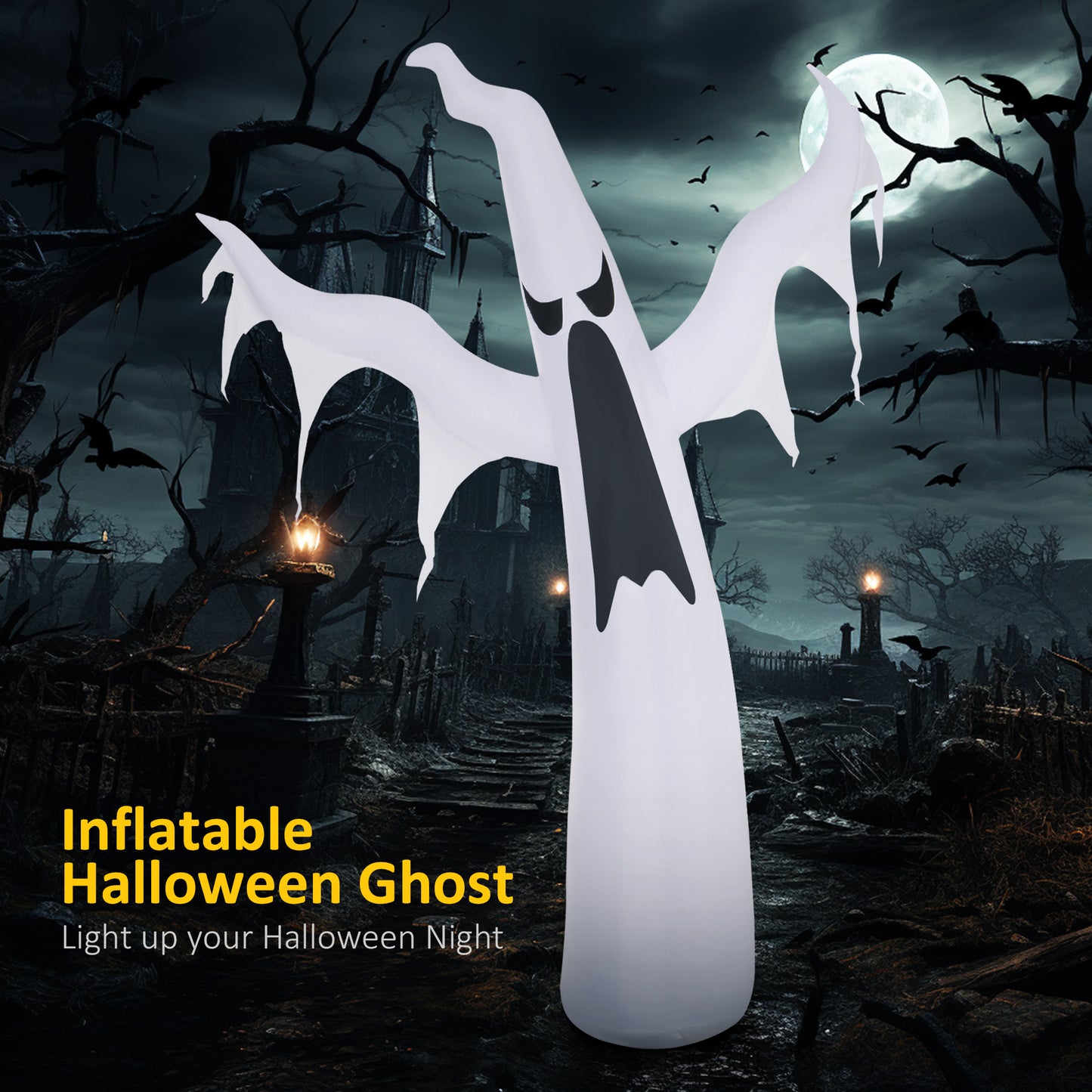 6' Light Up White Ghost Halloween Inflatable Yard Decoration